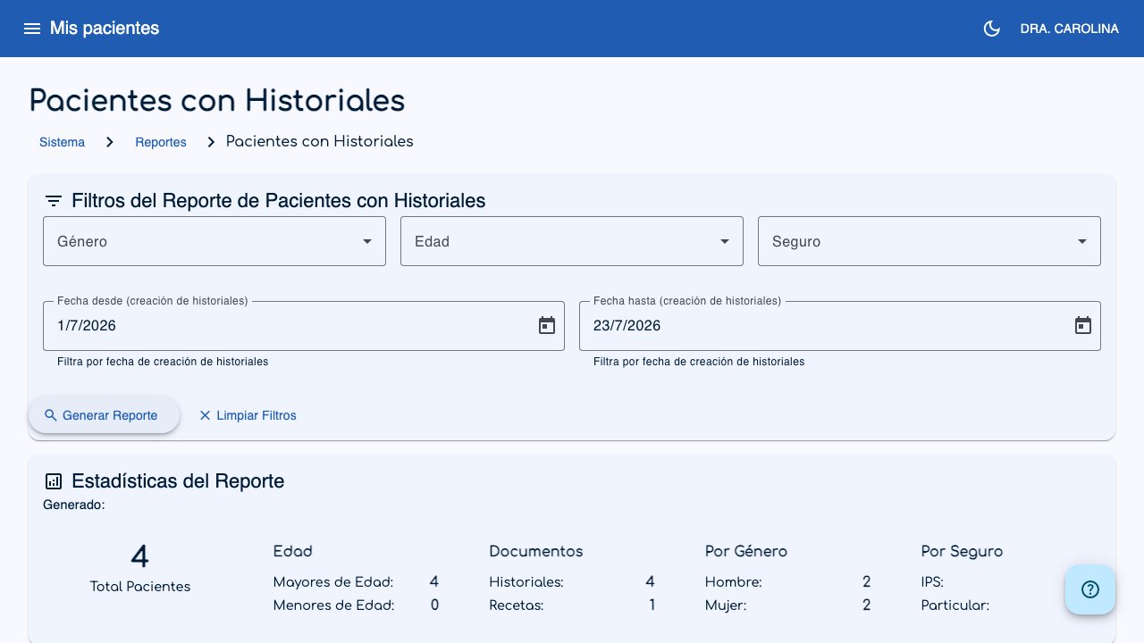 Relatório de pacientes com prontuários