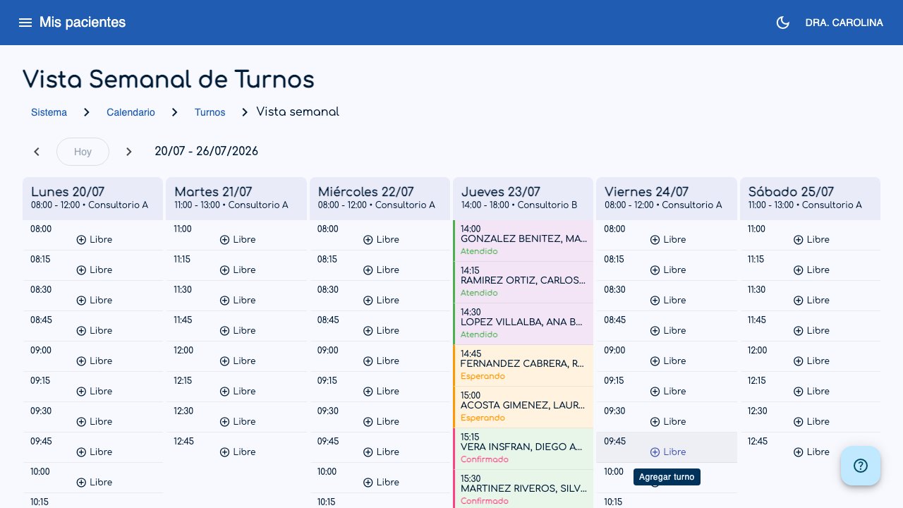 Visão semanal de atendimentos